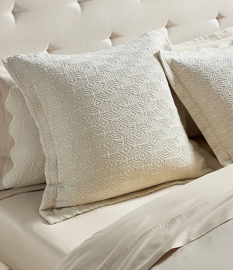 White Sand Brisbane Matelasse Geo-Textured Euro Sham