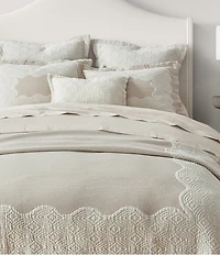 White Sand Brisbane Matelasse Geo-Textured Framed Border Lightweight Coverlet