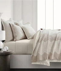 White Sand Brisbane Matelasse Geo-Textured Framed Border Lightweight Coverlet