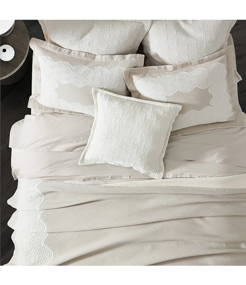 White Sand Brisbane Matelasse Geo-Textured Framed Border Lightweight Coverlet