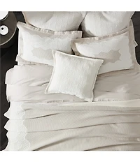 White Sand Brisbane Matelasse Geo-Textured Framed Border Lightweight Coverlet