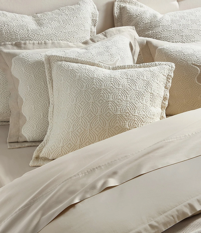 White Sand Brisbane Matelasse Geo-Textured Pattern Square Decorative Throw Pillow Cover