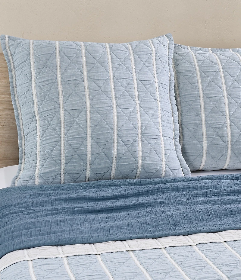 White Sand Playa Striped Quilted Euro Sham