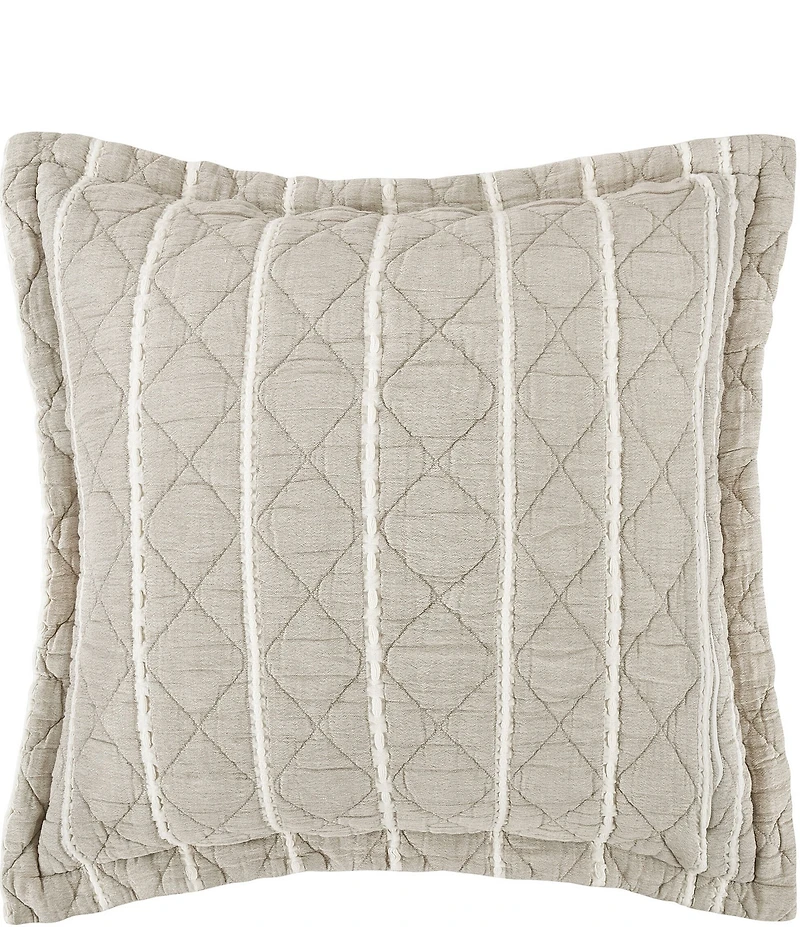 White Sand Playa Striped Quilted Euro Sham