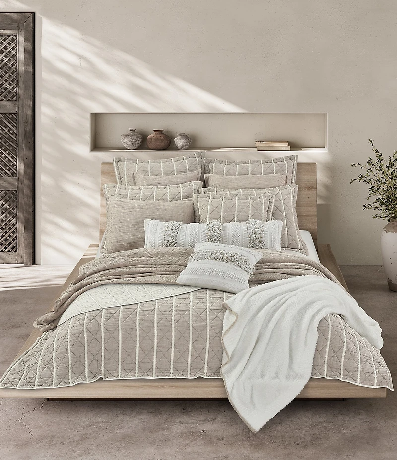 White Sand Playa Striped Quilted Euro Sham