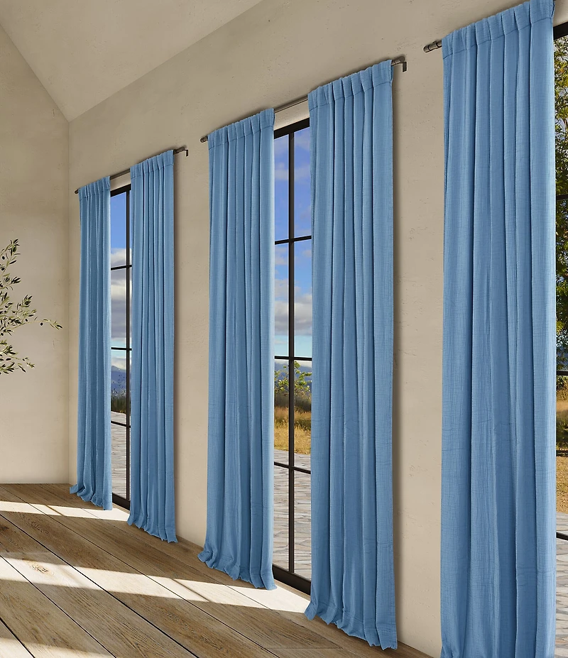 White Sand South Seas Cotton Single Drapery Panel