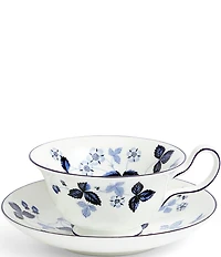 Wild Strawberry Inky Blue Teacup & Saucer