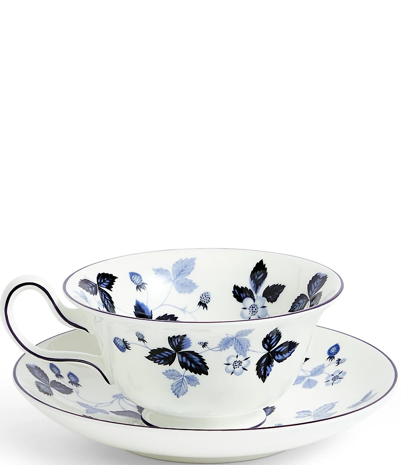 Wild Strawberry Inky Blue Teacup & Saucer