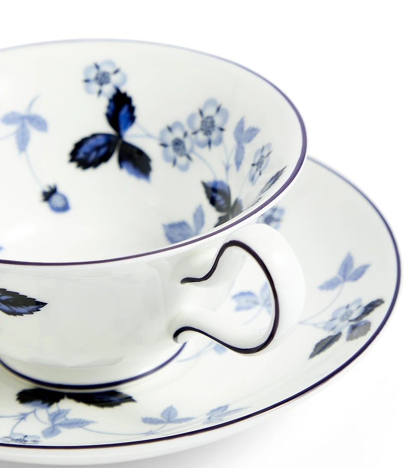 Wild Strawberry Inky Blue Teacup & Saucer