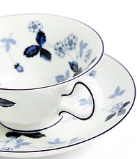 Wild Strawberry Inky Blue Teacup & Saucer