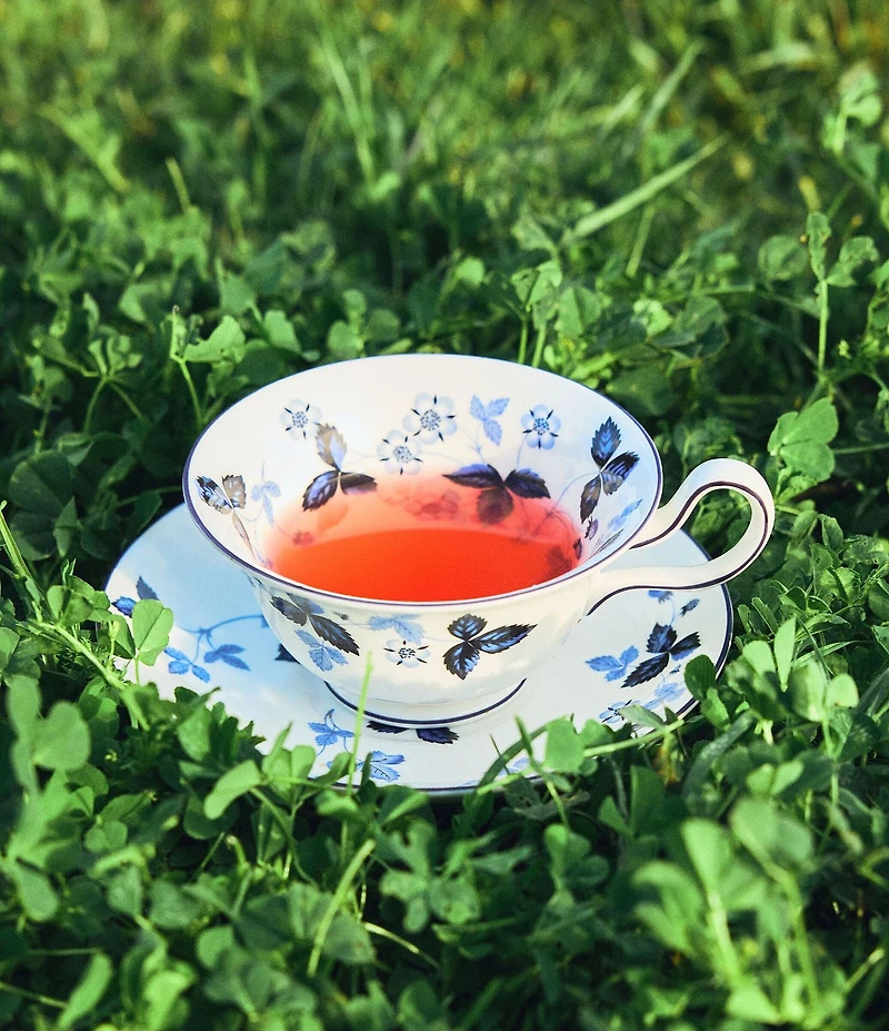 Wild Strawberry Inky Blue Teacup & Saucer