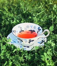 Wild Strawberry Inky Blue Teacup & Saucer