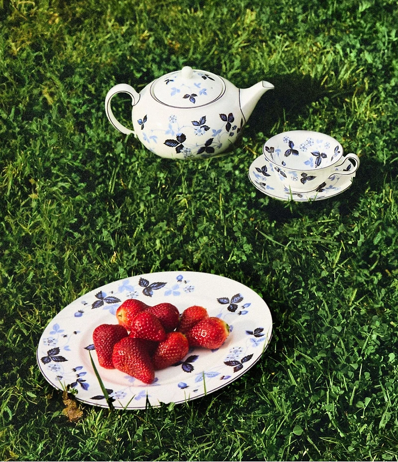 Wild Strawberry Inky Blue Teacup & Saucer