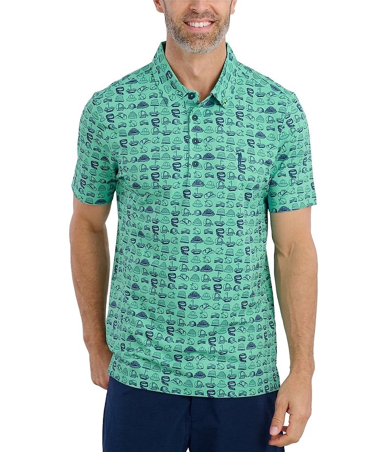 William Murray Hat Tricks Printed Short Sleeve Performance Polo Shirt