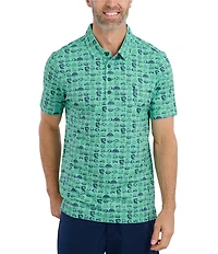 William Murray Hat Tricks Printed Short Sleeve Performance Polo Shirt