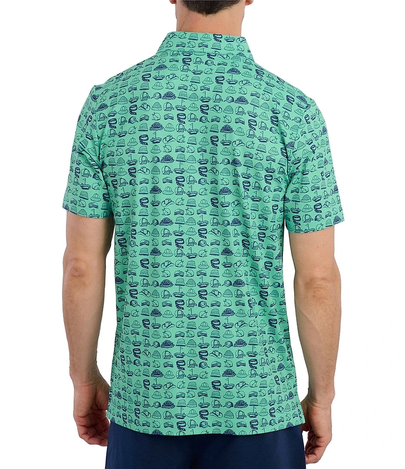 William Murray Hat Tricks Printed Short Sleeve Performance Polo Shirt