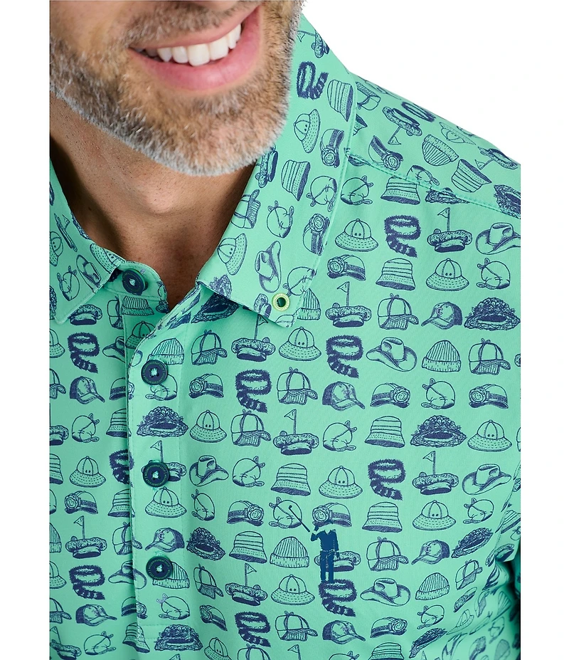 William Murray Hat Tricks Printed Short Sleeve Performance Polo Shirt