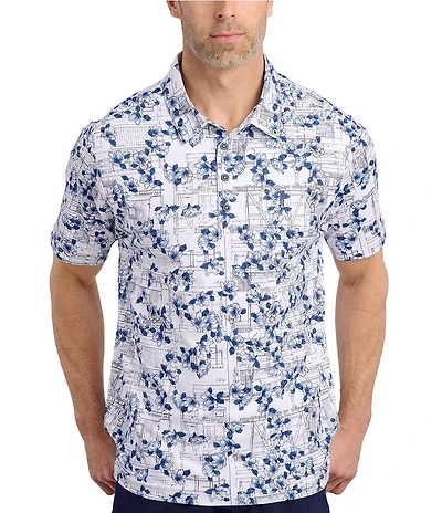 William Murray Magnolia Printed Short Sleeve Polo Shirt