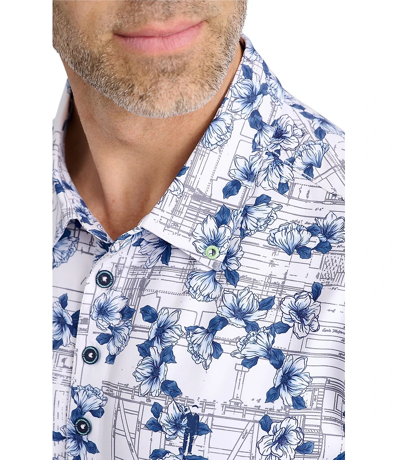 William Murray Magnolia Printed Short Sleeve Polo Shirt