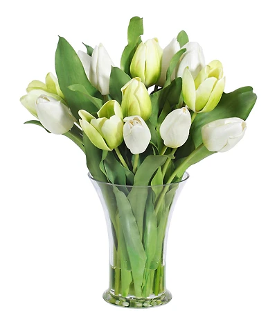 Winward Faux Flowers Tulip In Tall Glass Vase