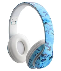 Wireless Express Kids Stereo Blue Camo Bluetooth Headphones