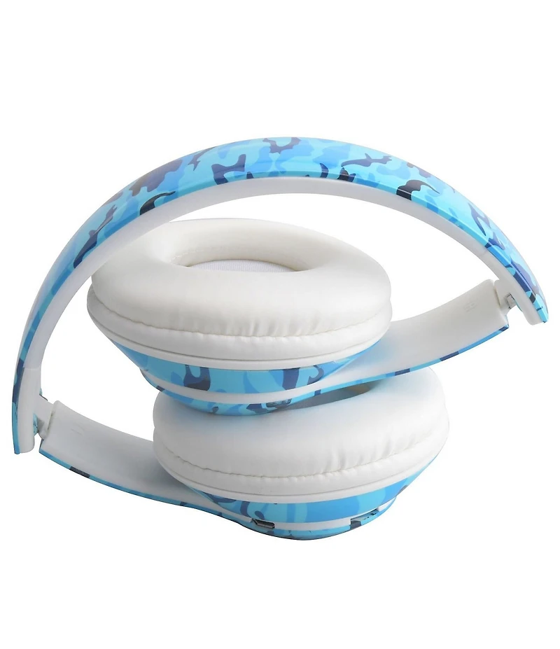 Wireless Express Kids Stereo Blue Camo Bluetooth Headphones