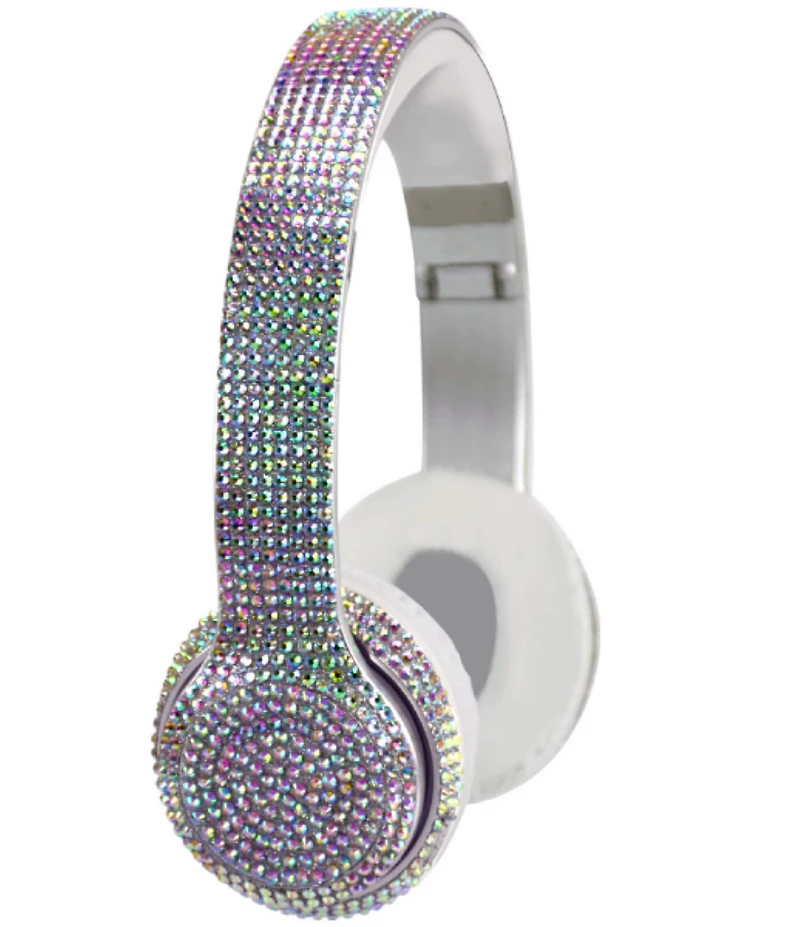 Wireless Express Kids Stereo Bluetooth Iridescent Bling Headphones