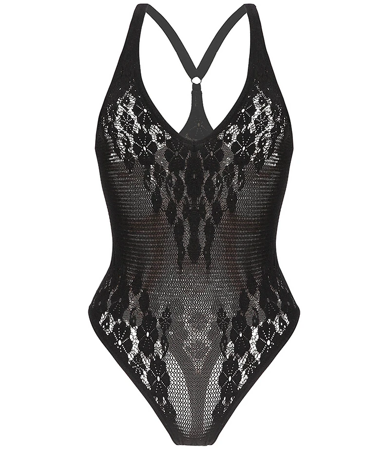 Wolford Lace V-Neck Racerback Wire-Free Bodysuit