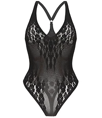 Wolford Lace V-Neck Racerback Wire-Free Bodysuit