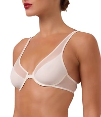 Wolford Sheer Mesh Front-Closure Plunge Racerback Bra