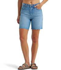 Wrangler 7#double; Cowboy High Rise Raw Hem Denim Short Shorts