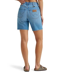 Wrangler 7#double; Cowboy High Rise Raw Hem Denim Short Shorts