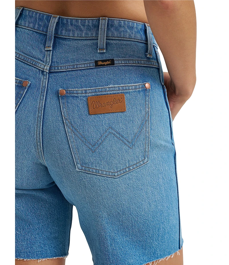Wrangler 7#double; Cowboy High Rise Raw Hem Denim Short Shorts