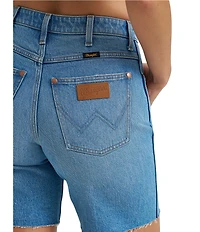 Wrangler 7#double; Cowboy High Rise Raw Hem Denim Short Shorts