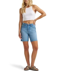 Wrangler 7#double; Cowboy High Rise Raw Hem Denim Short Shorts