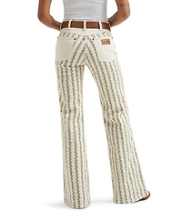 Wrangler 70s Flare Stripe Floral Print High Rise Flare Leg Jeans