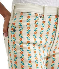 Wrangler 70s Flare Stripe Floral Print High Rise Flare Leg Jeans