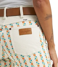 Wrangler 70s Flare Stripe Floral Print High Rise Flare Leg Jeans