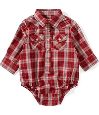 Wrangler® Baby Boys Long-Sleeve Plaid Woven Bodysuit