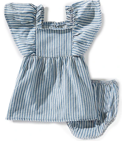 Wrangler® Baby Girls Flutter-Sleeve Striped Empire-Waist Dress