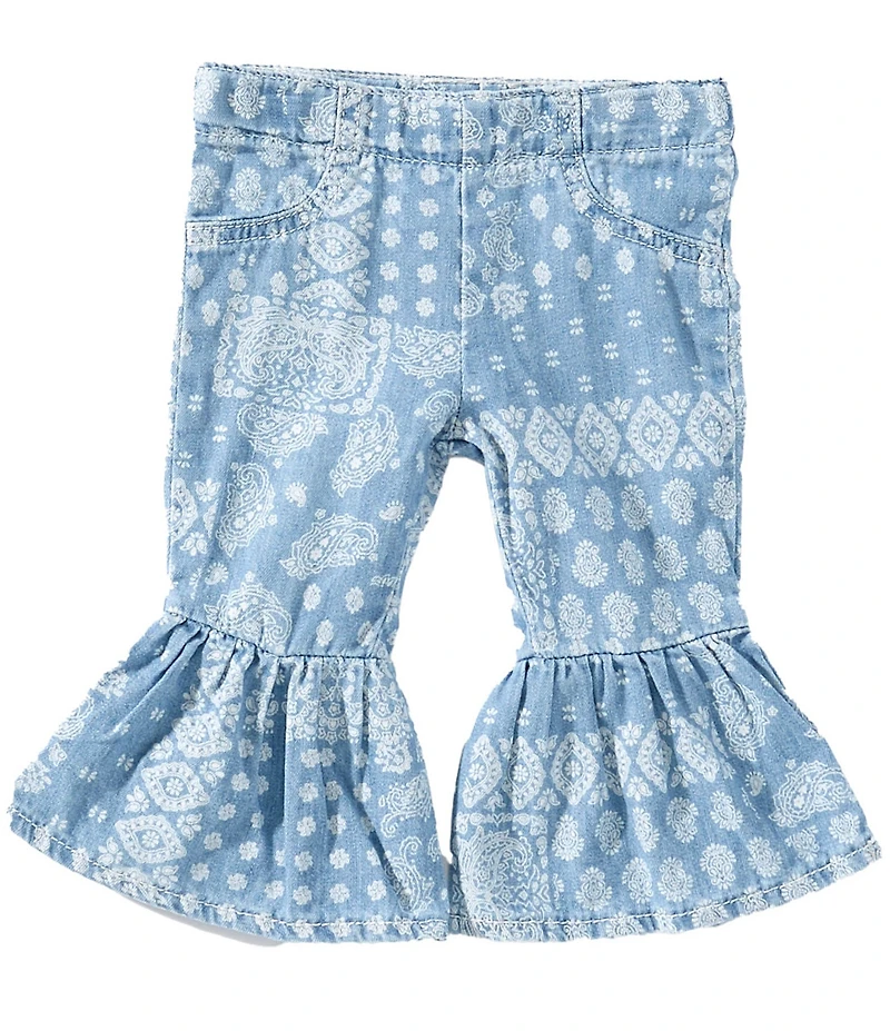 Wrangler® Baby Girls Mixed-Media-Printed Flare-Leg Leggings