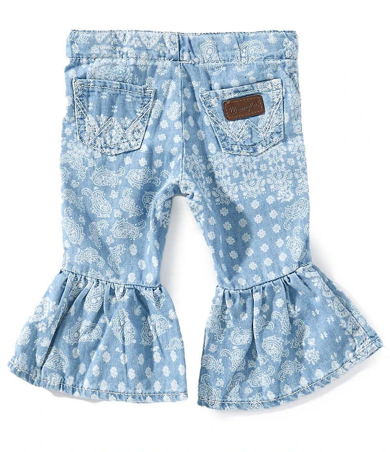 Wrangler® Baby Girls Mixed-Media-Printed Flare-Leg Leggings