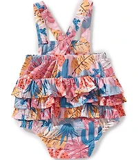 Wrangler® Baby Girls Sleeveless Cactus/Leaf-Printed Ruffle Romper