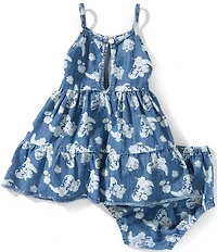 Wrangler® Baby Girls Sleeveless Western Inspired Printed Denim Dress