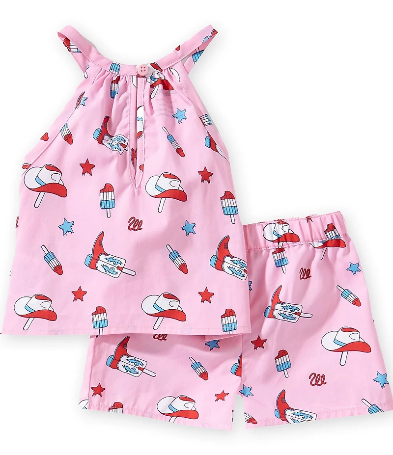 Wrangler® Baby Girls Sleeveless Western-Inspired-Printed Tank Top & Matching Shorts Set