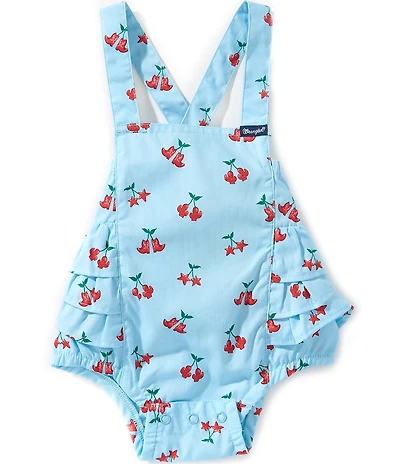 Wrangler® Baby Girls Sleeveless Western Cherries Print Ruffle Bottom Bubble