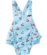 Wrangler® Baby Girls Sleeveless Western Cherries Print Ruffle Bottom Bubble