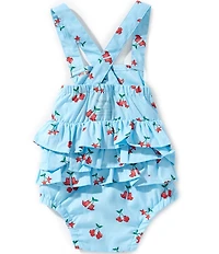 Wrangler® Baby Girls Sleeveless Western Cherries Print Ruffle Bottom Bubble