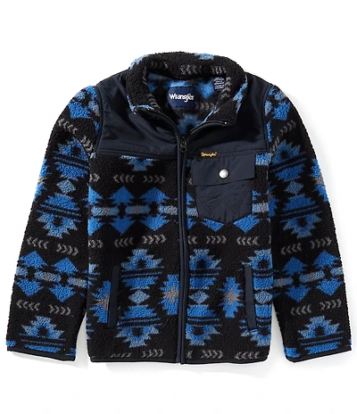 Wrangler® Big Boys Long Sleeve Full Zip Mixed Sherpa Jacket