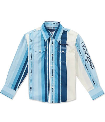 Wrangler® Big Boys Long-Sleeve Striped Woven Cotton Western Shirt